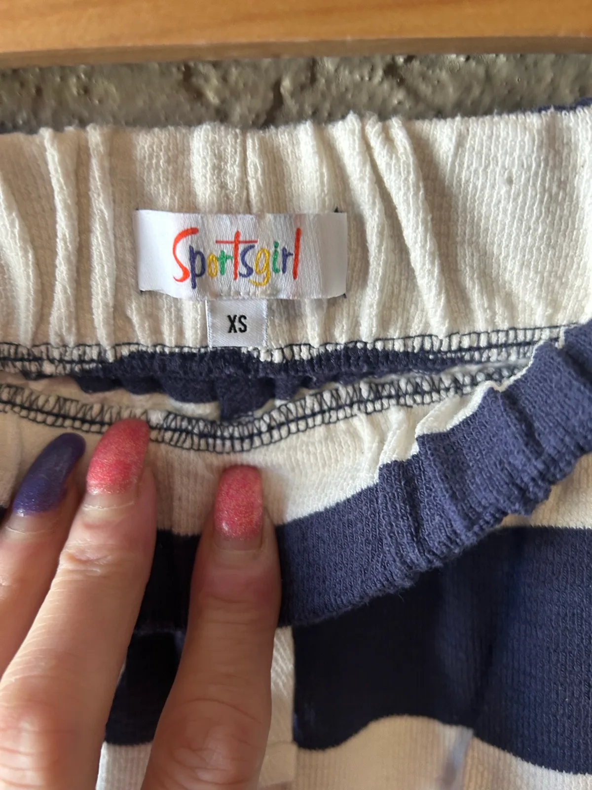 Sportsgirl navy/white striped terry shorts – photo 3