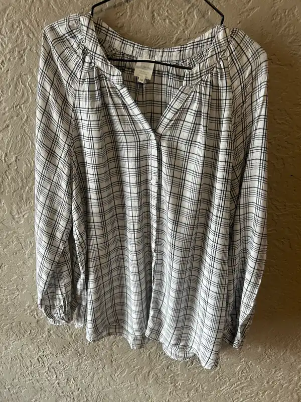 Rivers black/white check long sleeve blouse