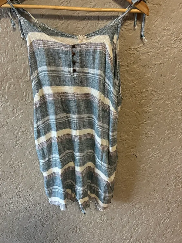 Ghanda blue/white striped woven playsuit