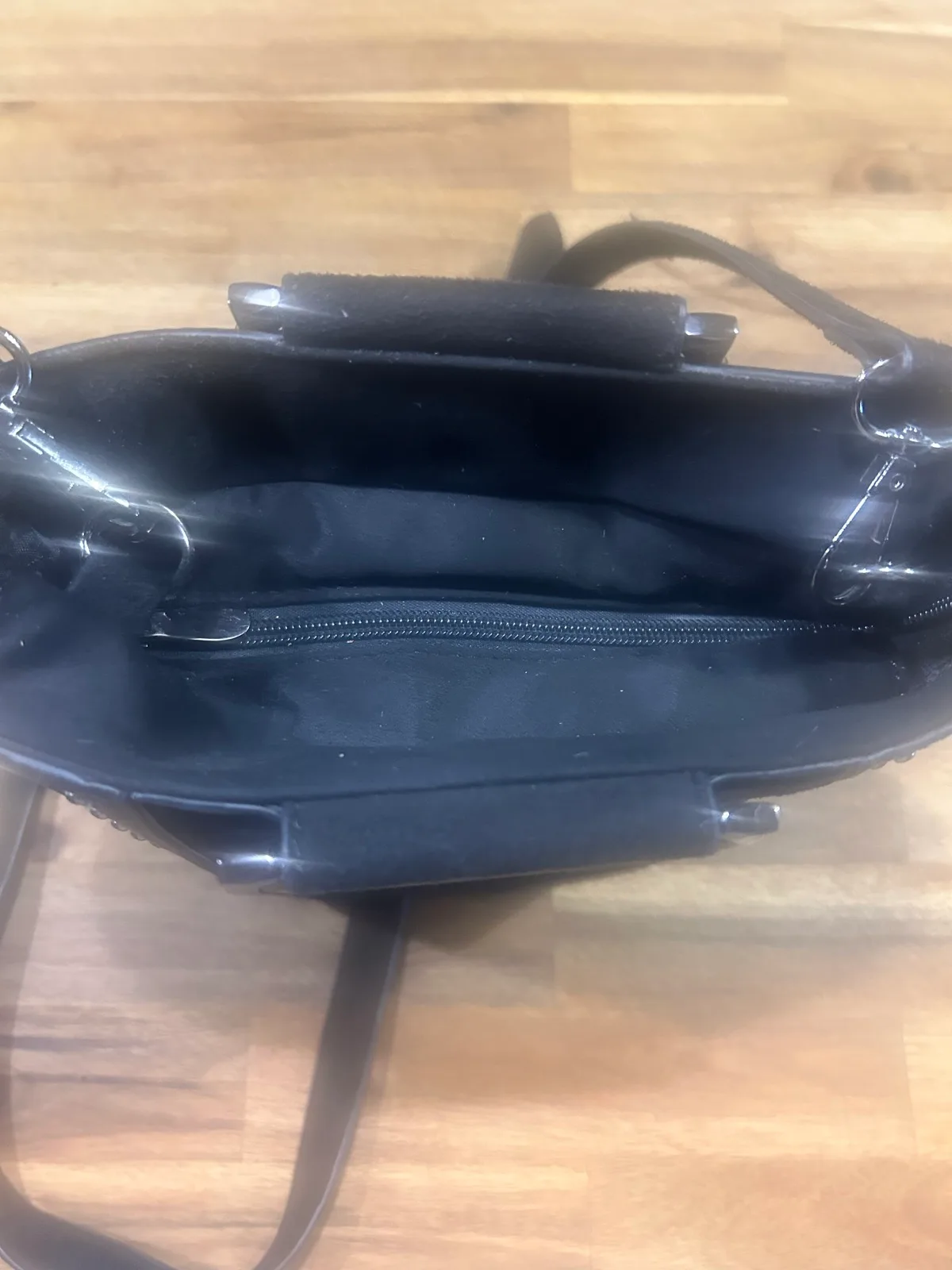 Small black handbag with metal handles – photo 6
