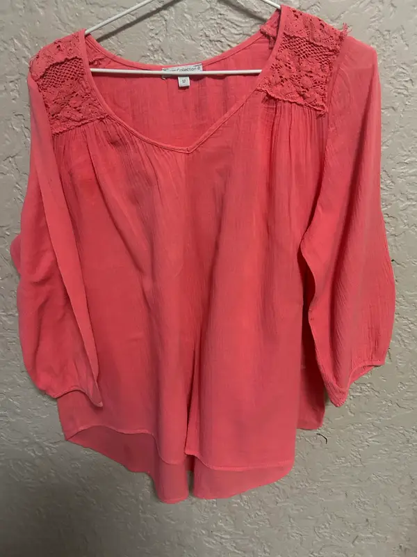Target coral lace panel blouse