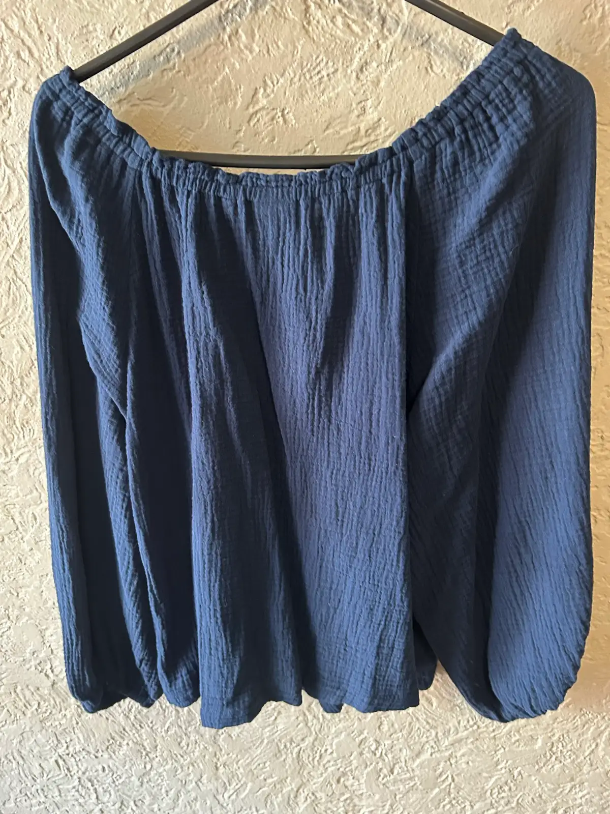 Piping hot navy peasant style top size 20 – photo 5