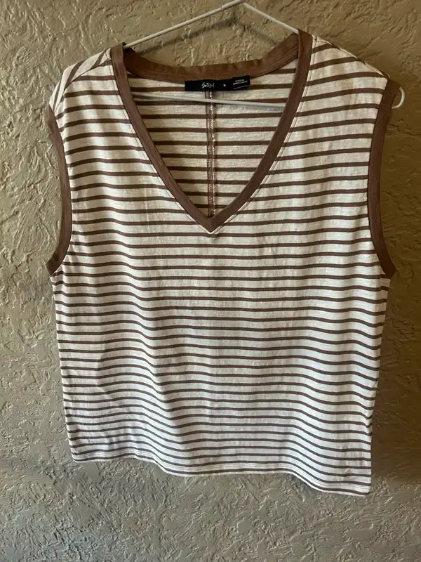 Sportsgirl brown/white striped tank top