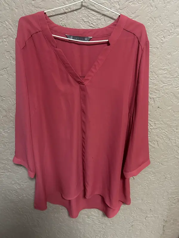 Katie’s pink 3/4 sleeve blouse