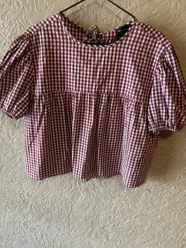 ASOS design red/white gingham babydoll top