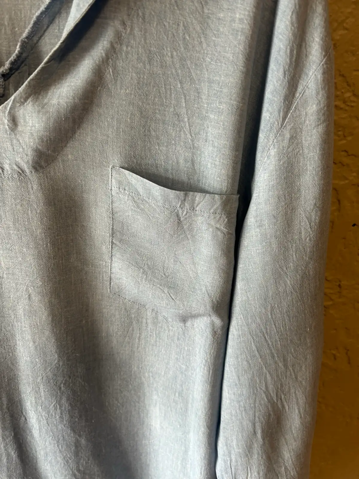 Cafe latte blue linen blend blouse – photo 2