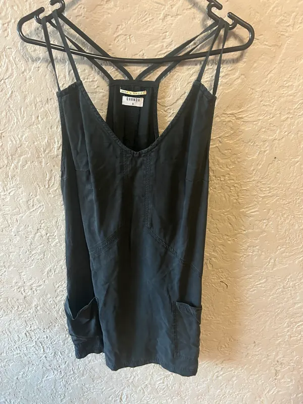 Ghanda black v neck strappy tank dress