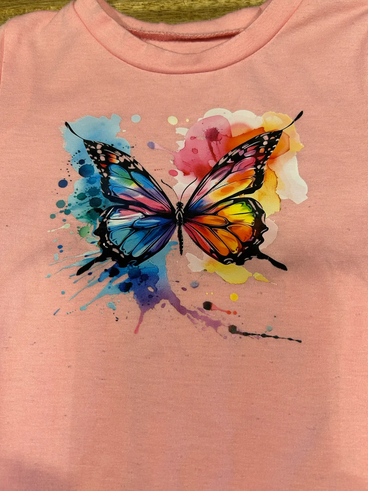 Girls pink butterfly tee and short set – photo 2