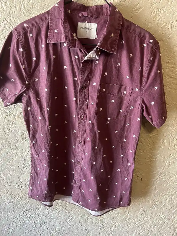 Men’s Emerson burgundy palm tree print shirt