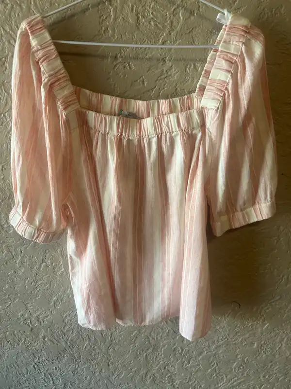 Target women’s pink/white striped blouse