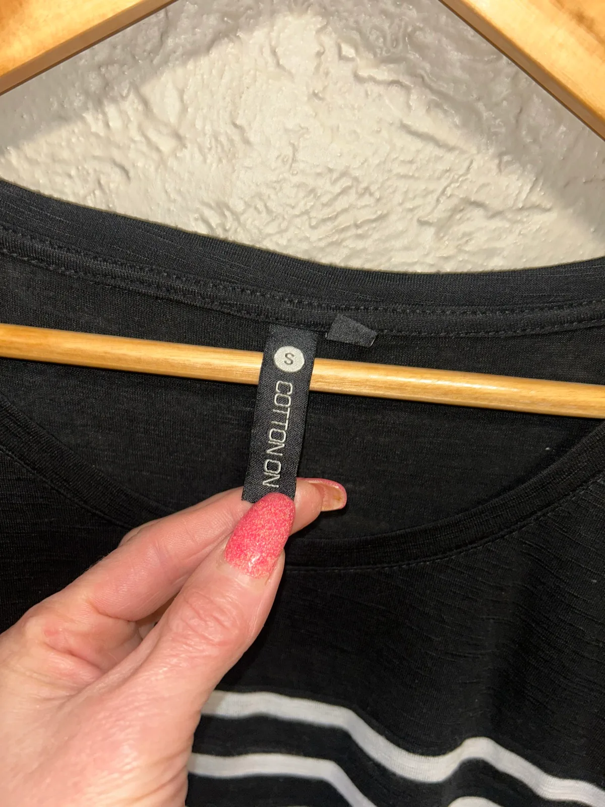 Cotton on black/white striped long sleeve top — photo 2