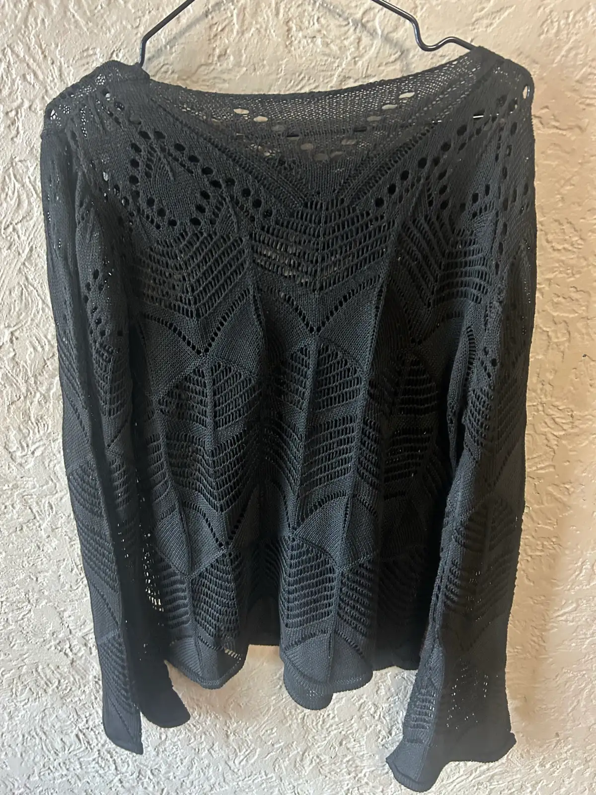 Black open knit long sleeve jumper – photo 3