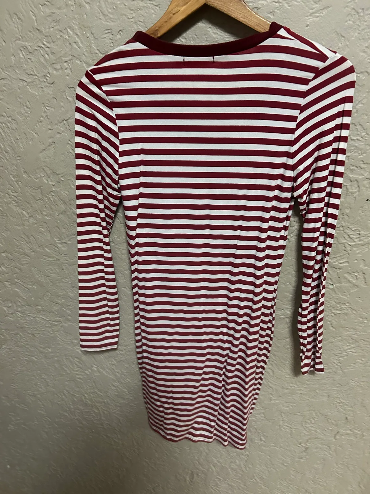 Boohoo burgundy/white long sleeve casual dress — photo 3