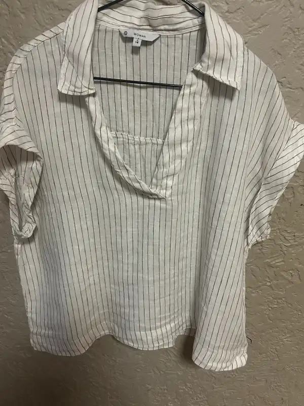 Target cream/brown striped blouse