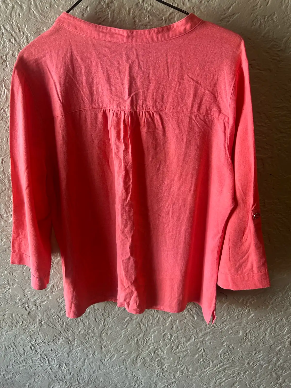 Coral pink 3/4 sleeve button up shirt – photo 5