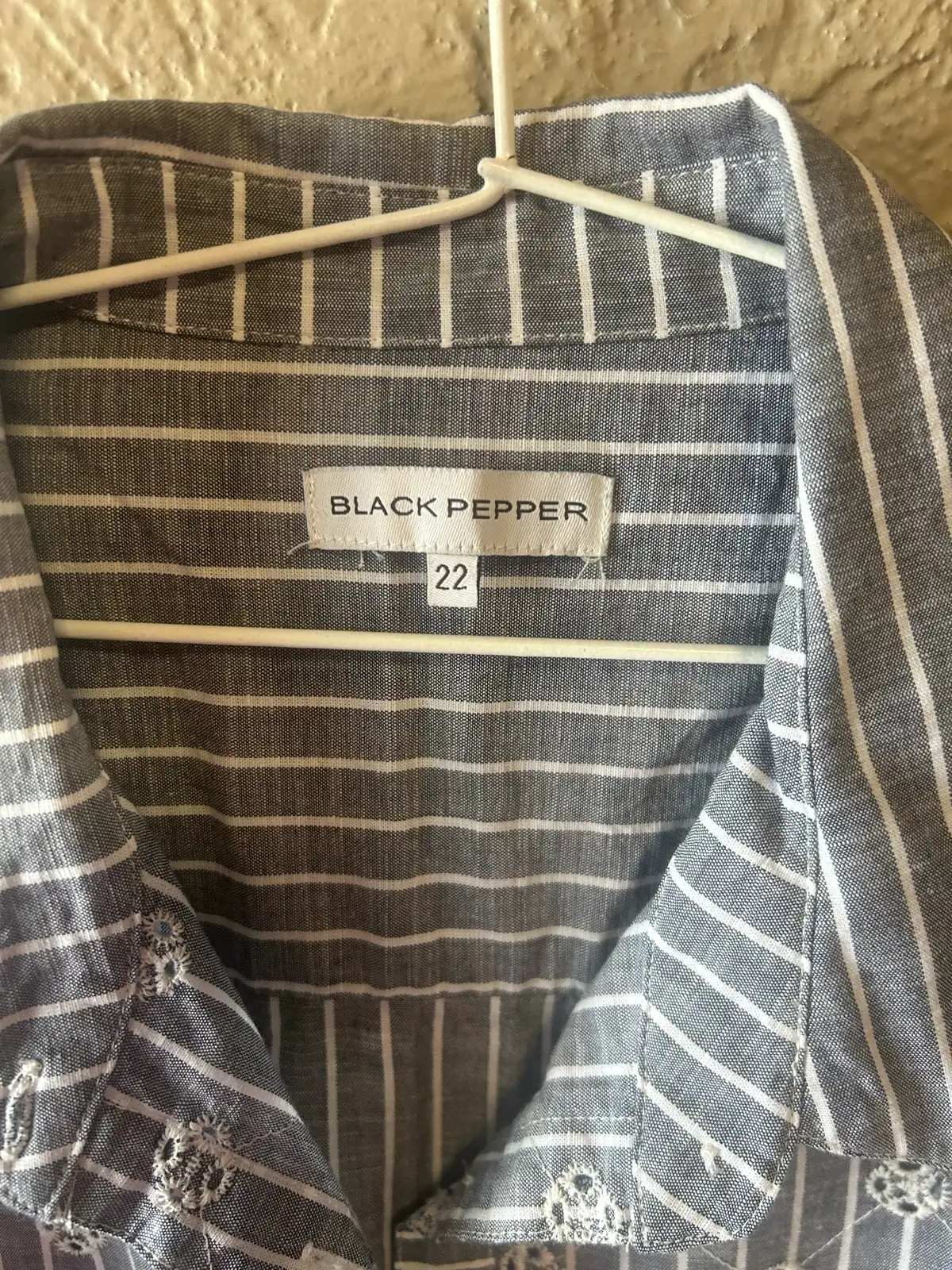 Black pepper grey/white striped 3/4 sleeve shirt – photo 3