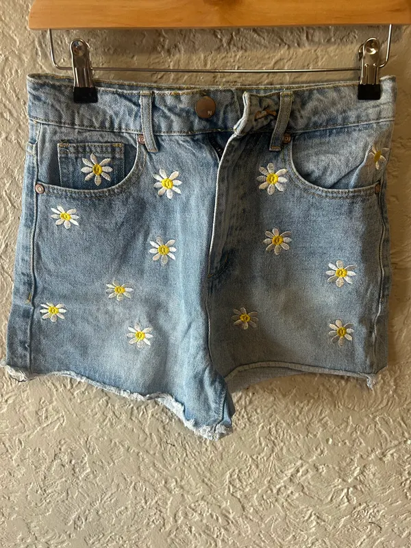 Cotton on floral blue denim shorts