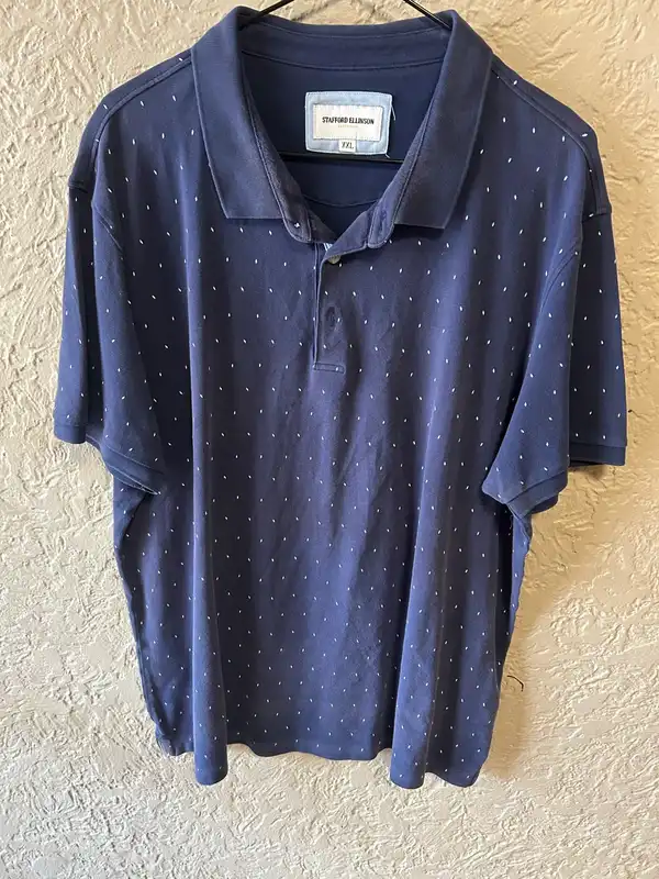 Men’s stafford Ellison navy spotted polo shirt