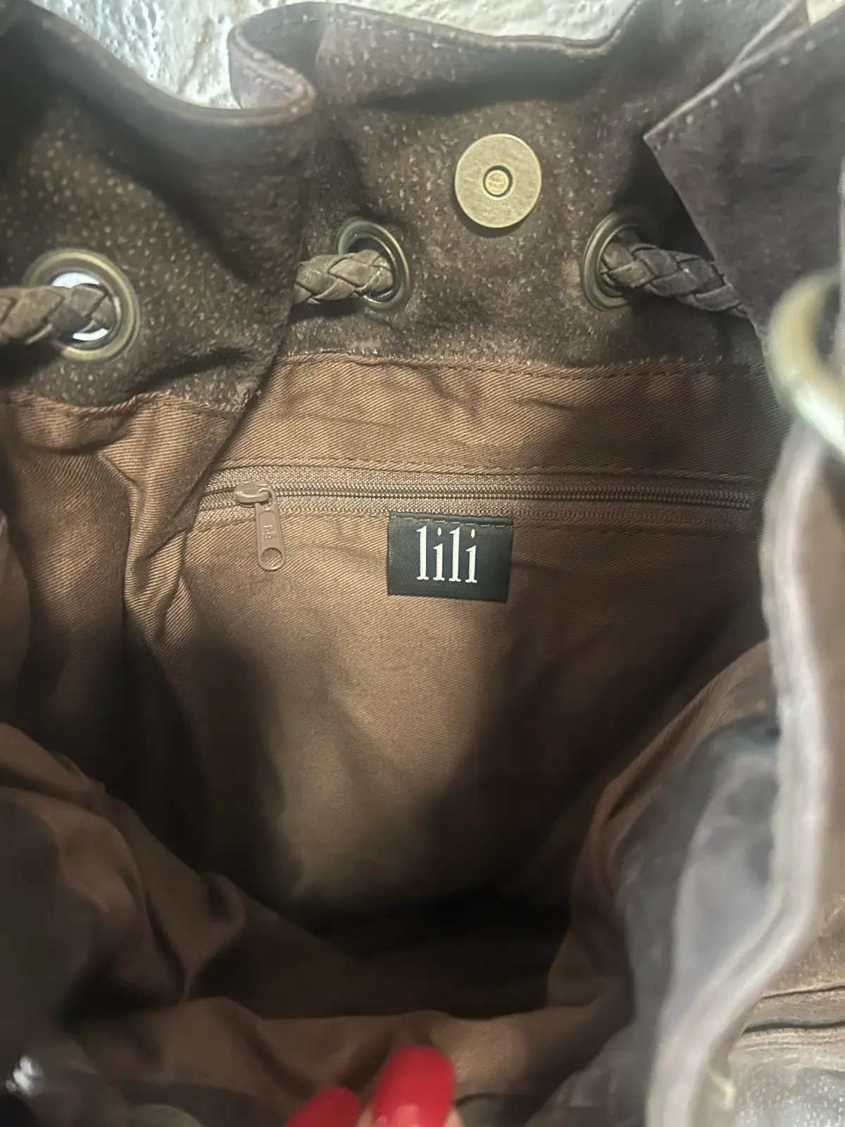 Lili brown faux suede bucket bag – photo 5