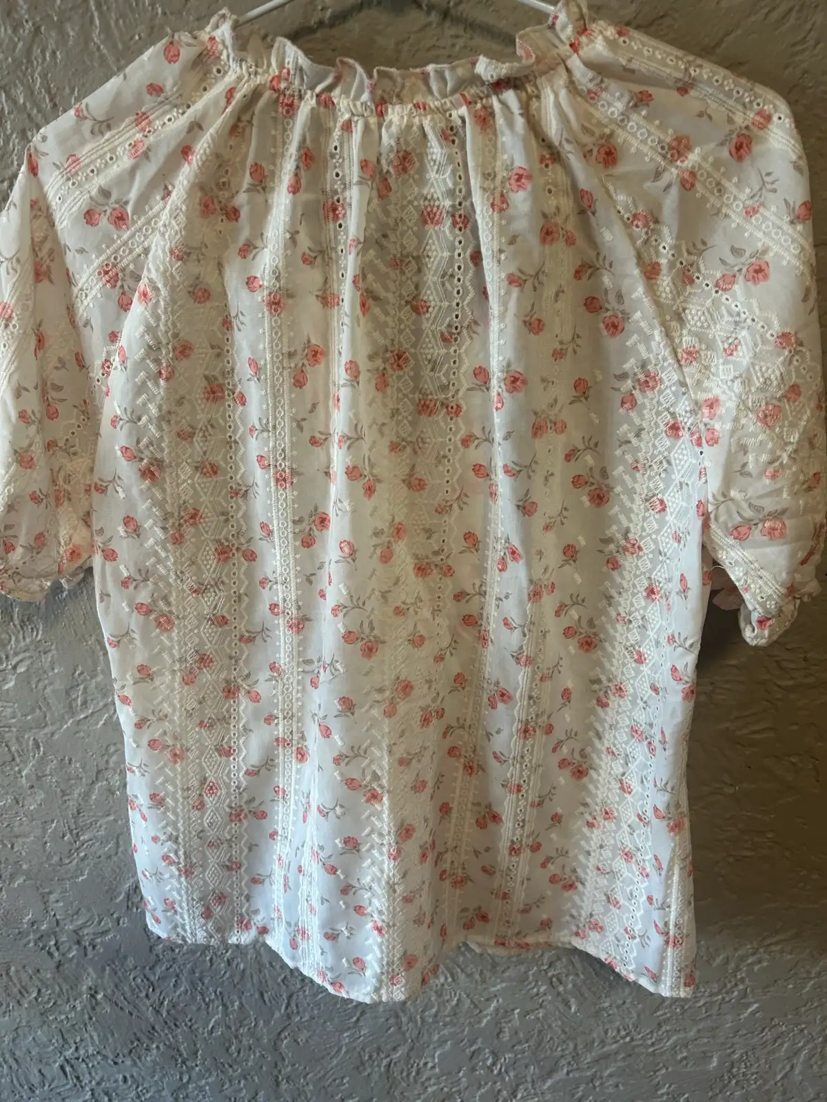 Shein pink/cream floral peasant blouse – photo 4