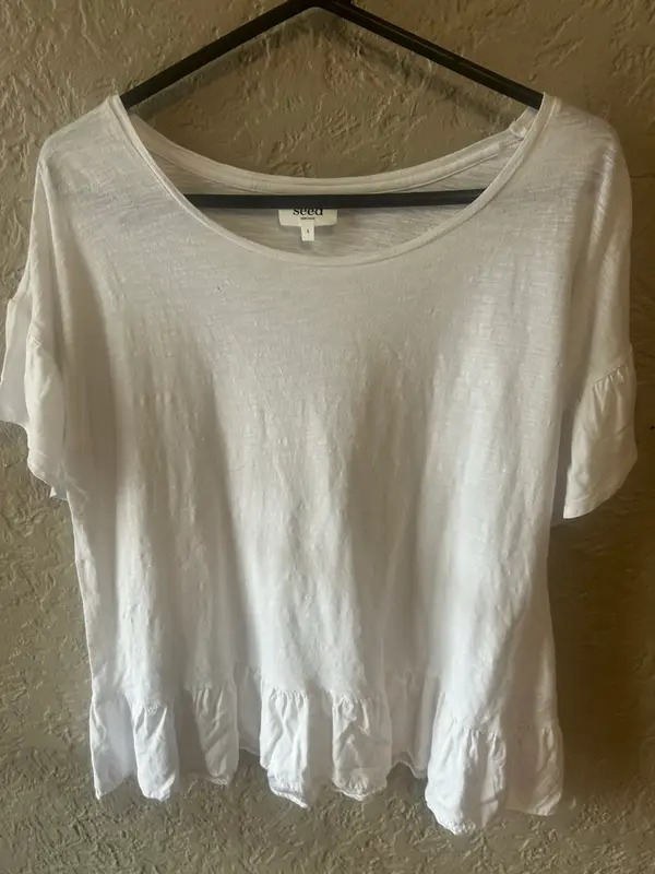 Seed heritage white ruffled hem top
