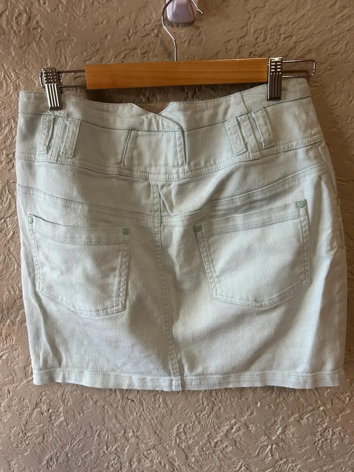 Mint green denim mini skirt – photo 4