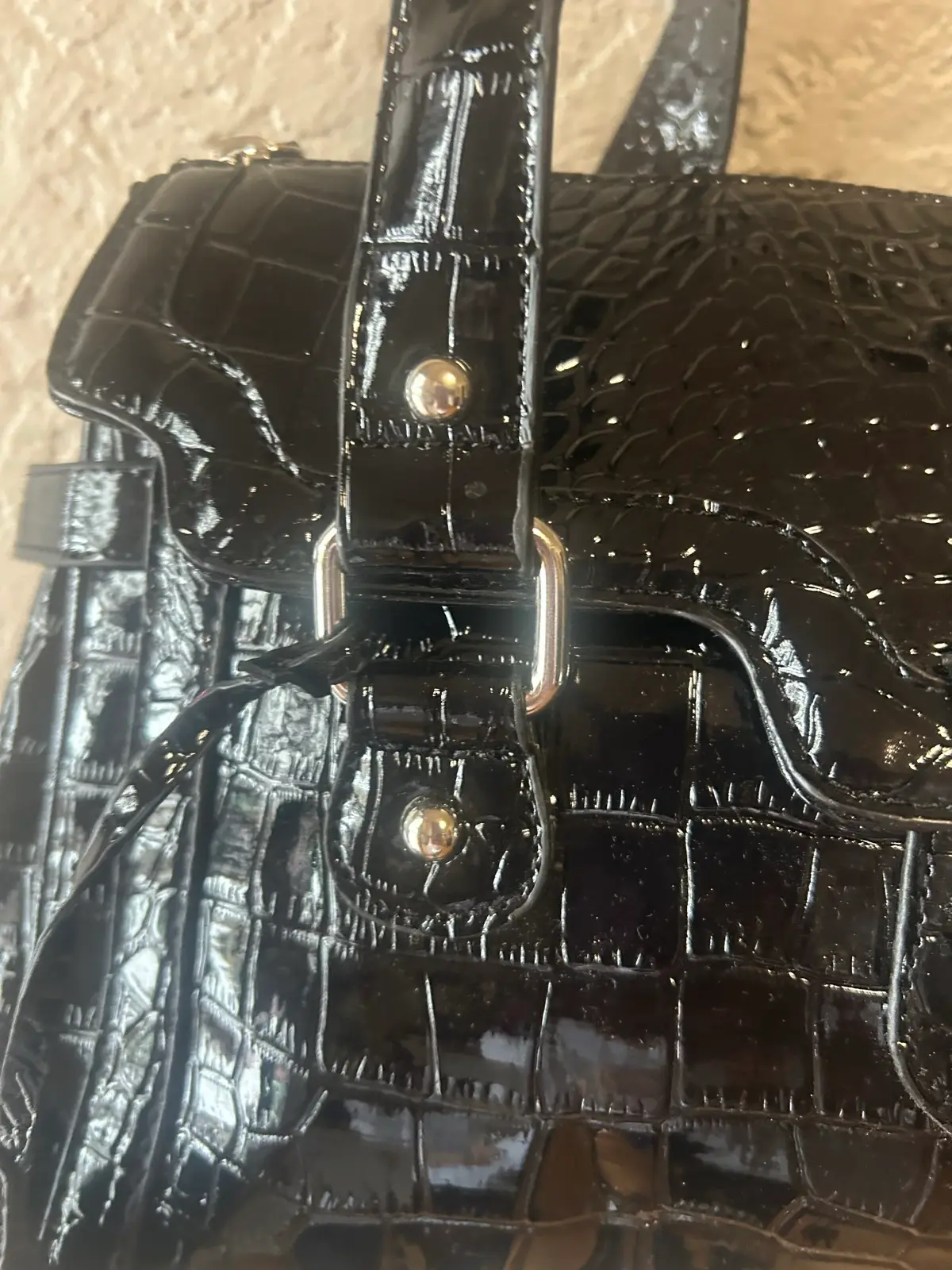 Black faux croc leather handbag – photo 2