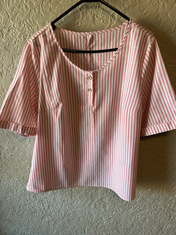 Shein pink/white striped blouse