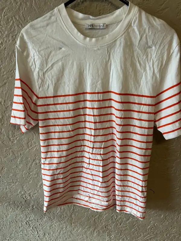 Zara orange/white striped tee
