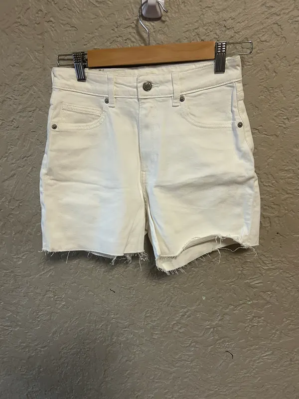 H & M white cutoff denim shorts