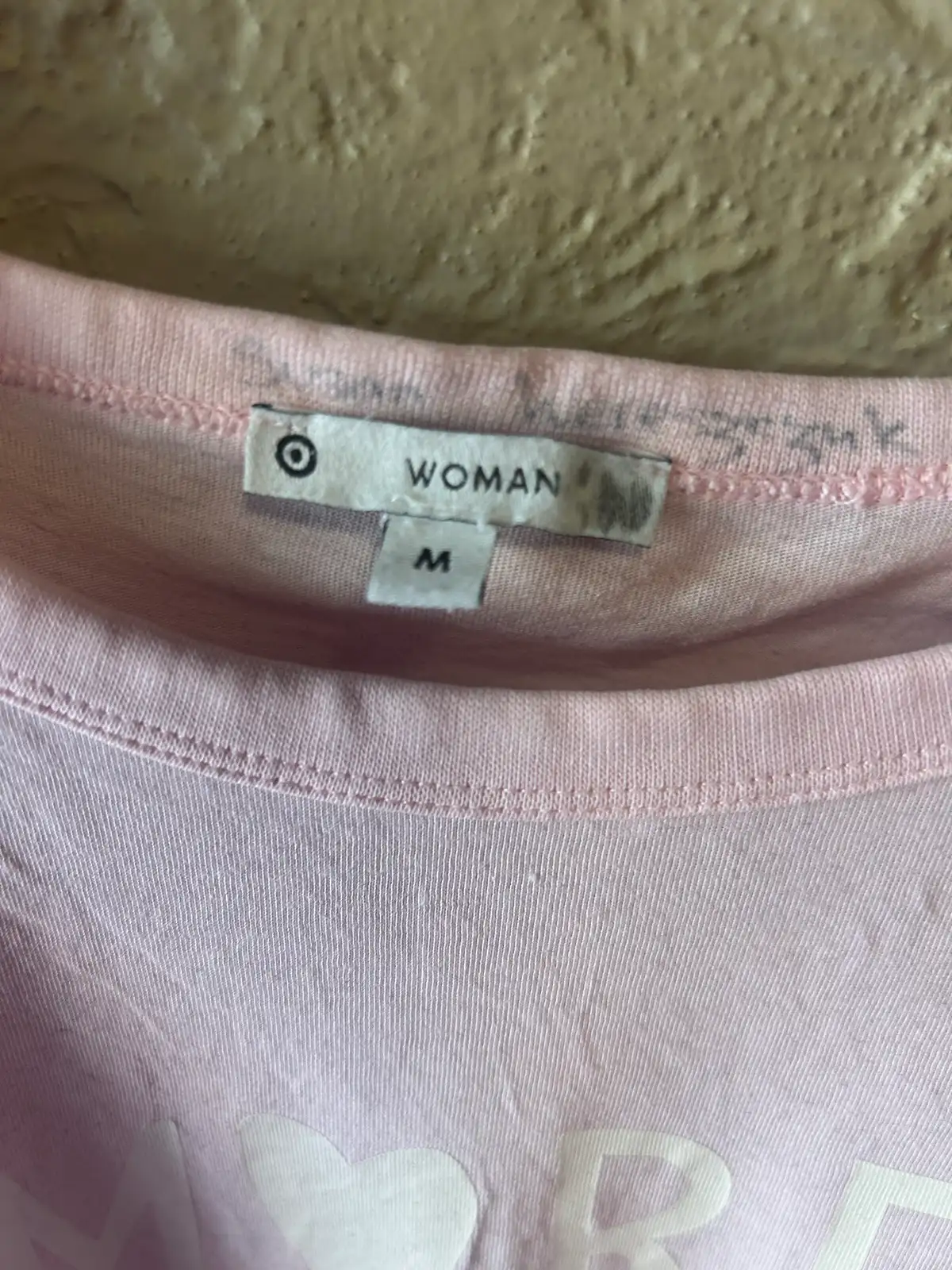 Target pink tee with white text – photo 3