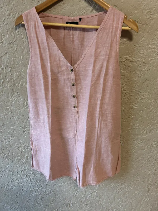 Thrills pink linen short playsuit