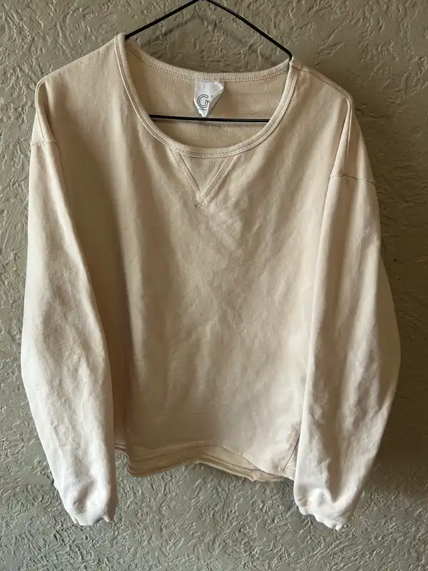 G-7 cream cotton crew neck sweater
