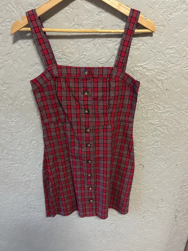 Hollister red plaid tank dress