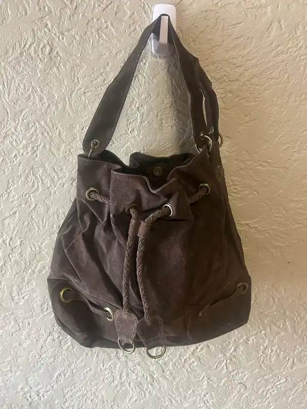 Lili brown faux suede bucket bag