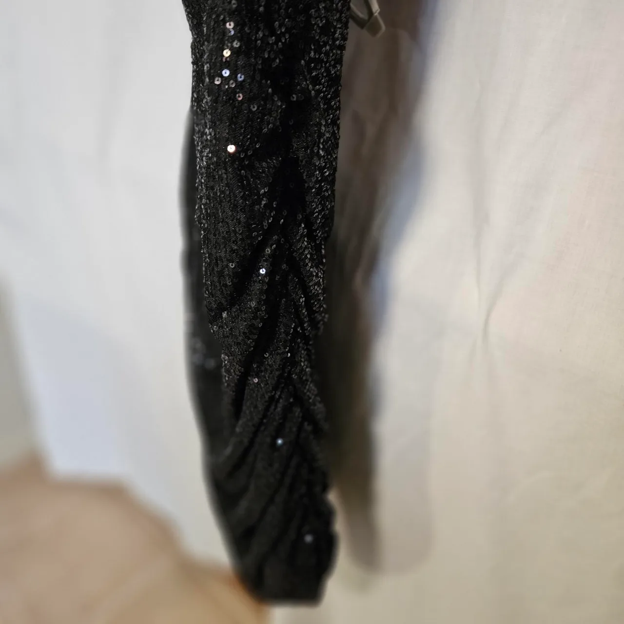 Black sequin off the shoulder dress with black sequins — photo 4