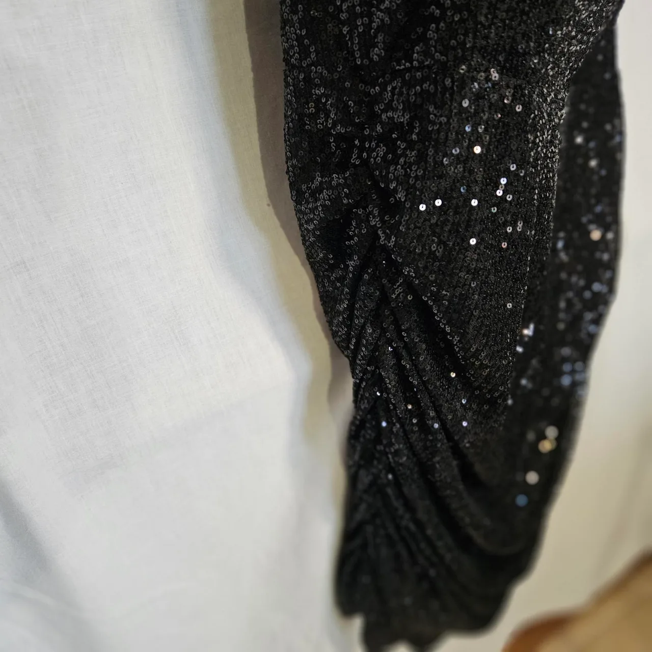 Black sequin off the shoulder dress with black sequins — photo 3