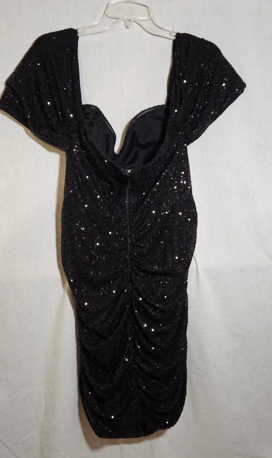 Black sequin off the shoulder dress with black sequins — photo 8