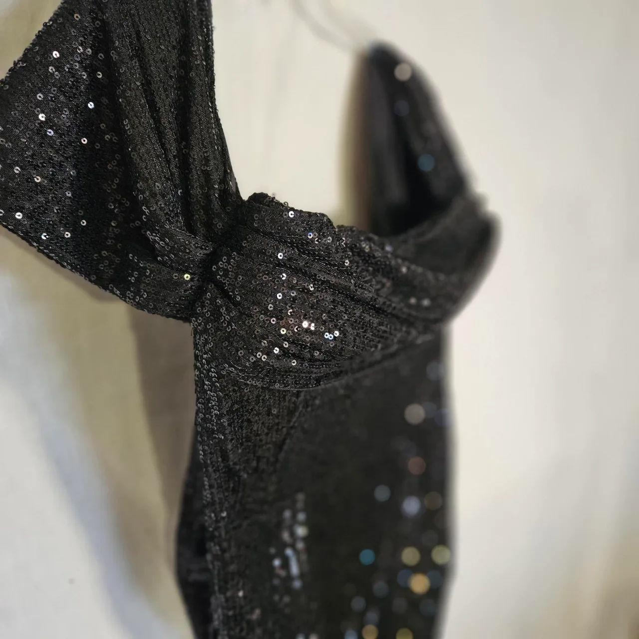Black sequin off the shoulder dress with black sequins — photo 2