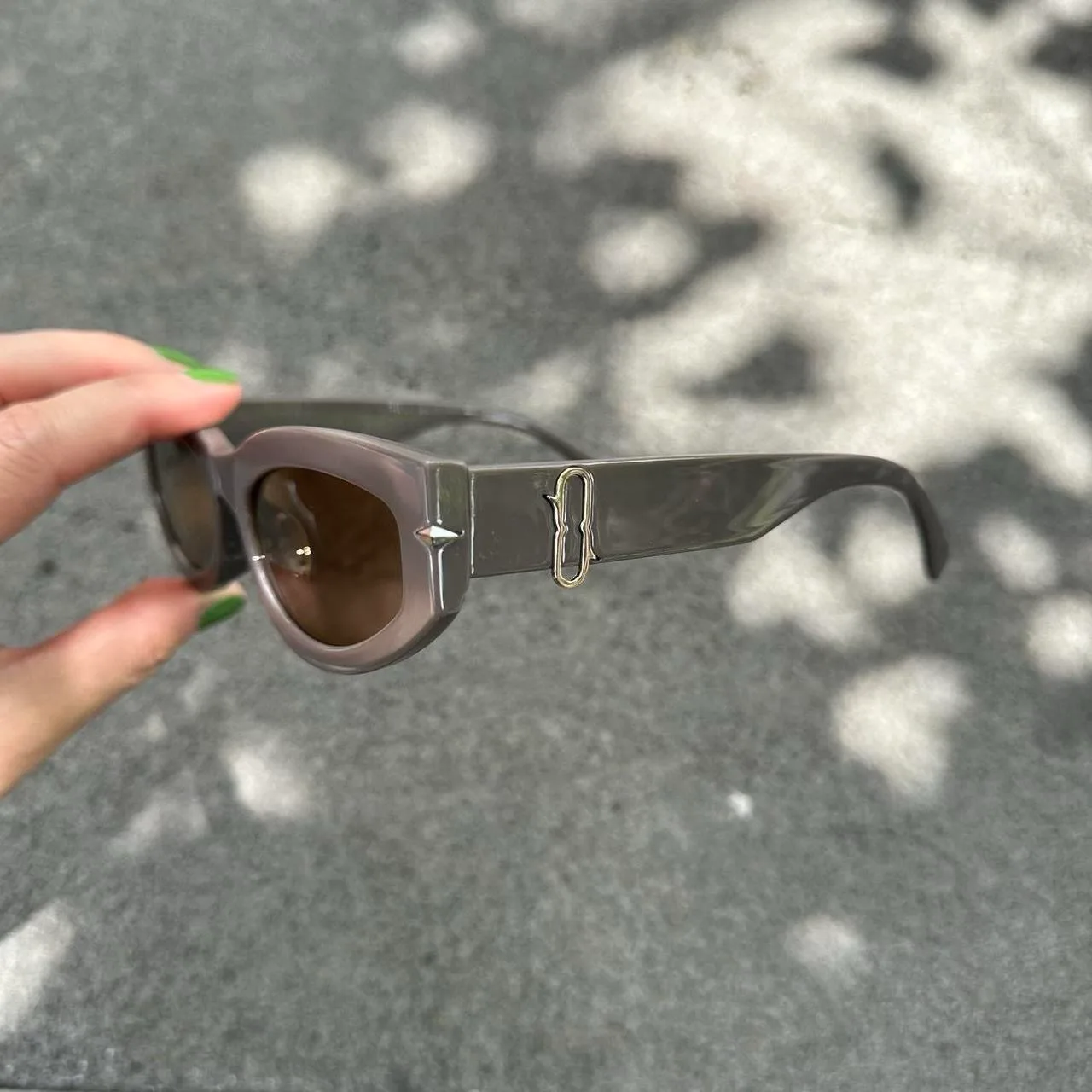 Khaki Brown Oval Sunglasses | DG19605-01 – photo 2