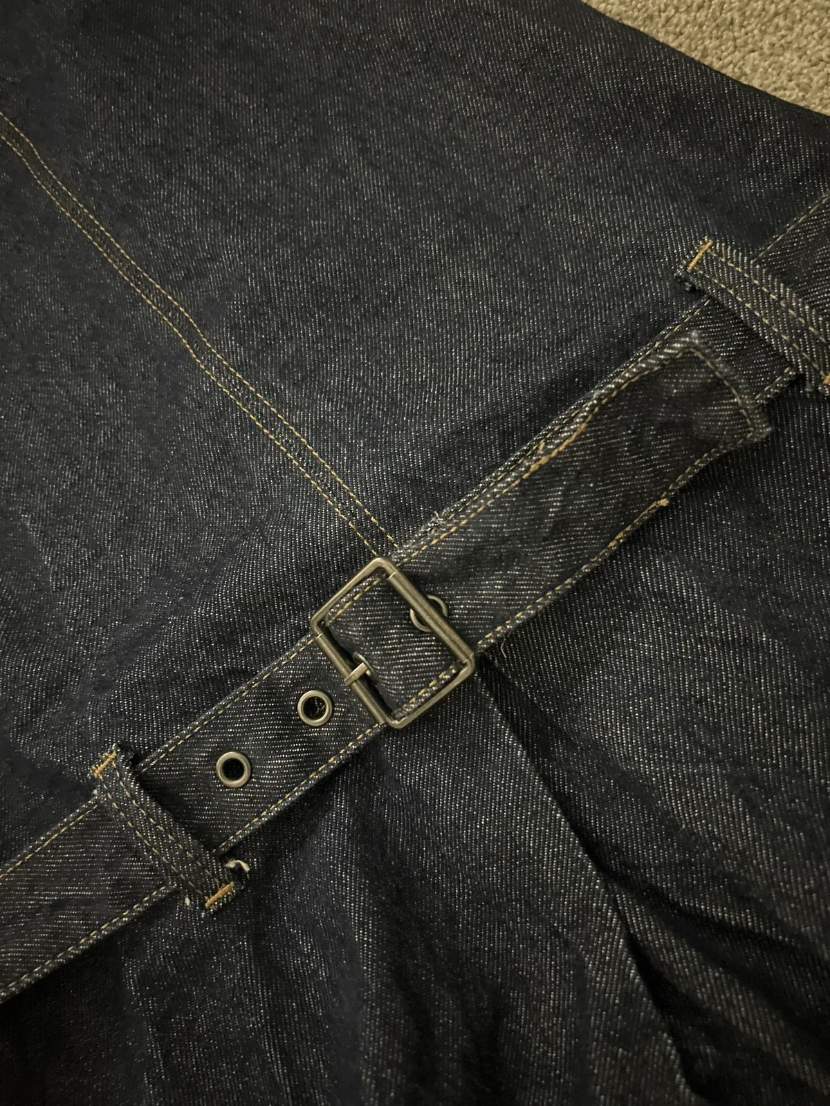 Women’s denim dress dark blue, with zipper on the back and matching belt – photo 5