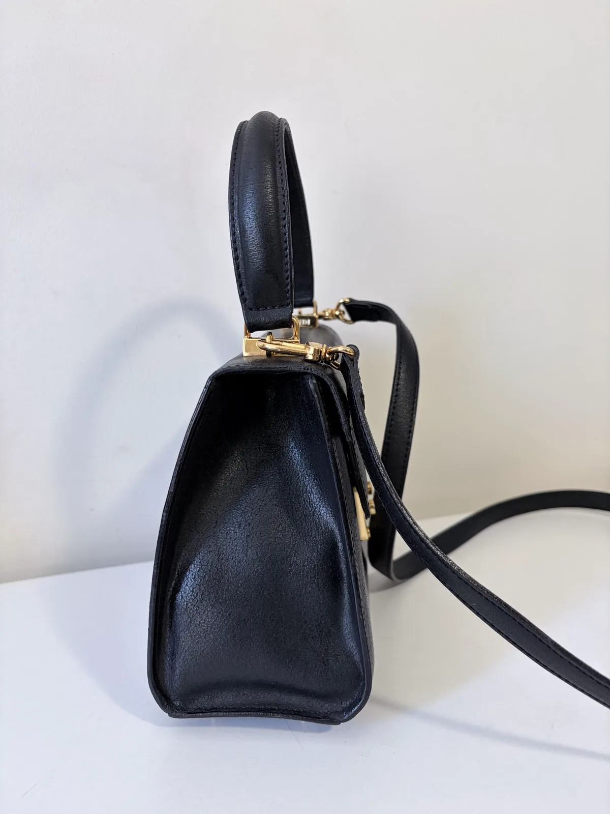 Fendi Vintage Selleria Structured Black Calfskin Top‑Handle Bag (1998–2003) – photo 7