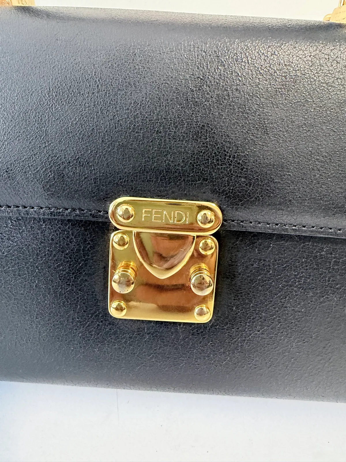 Fendi Vintage Selleria Structured Black Calfskin Top‑Handle Bag (1998–2003) – photo 12