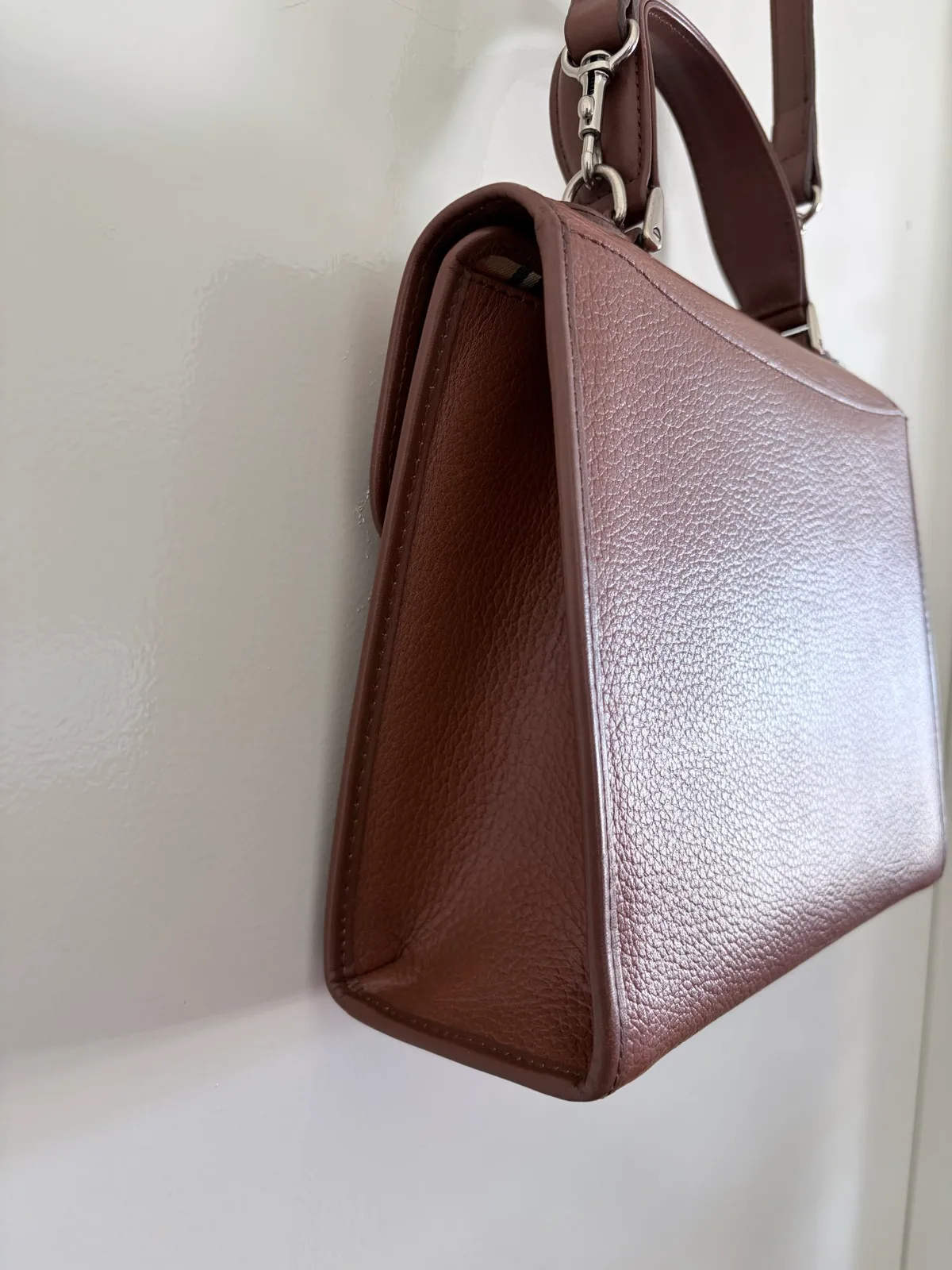 Authentic Vintage Burberry Brown Leather Two-Way Handbag – photo 5