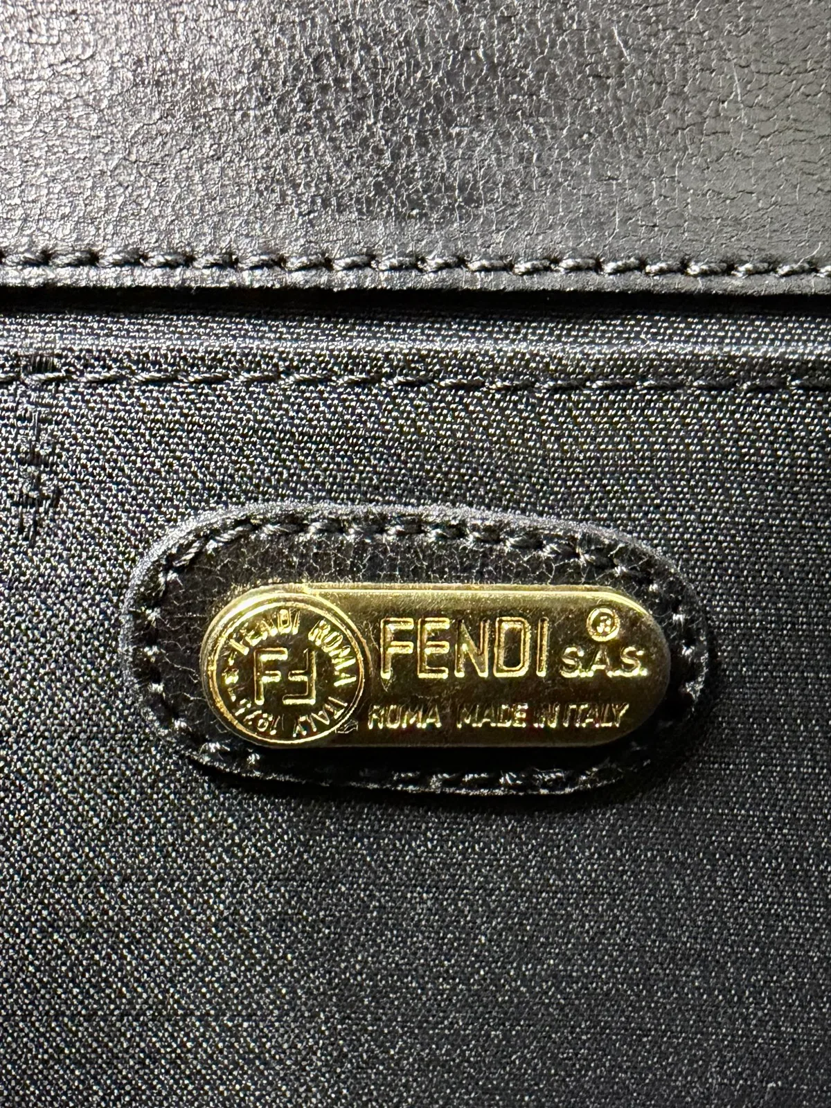 Fendi Vintage Selleria Structured Black Calfskin Top‑Handle Bag (1998–2003) – photo 10