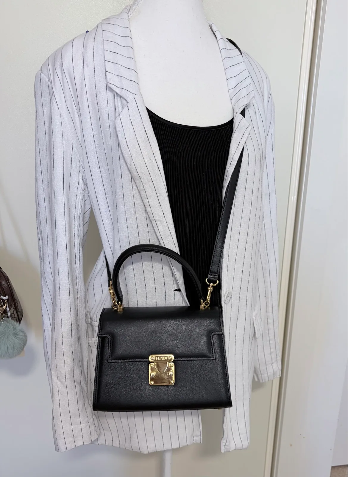 Fendi Vintage Selleria Structured Black Calfskin Top‑Handle Bag (1998–2003) – photo 3