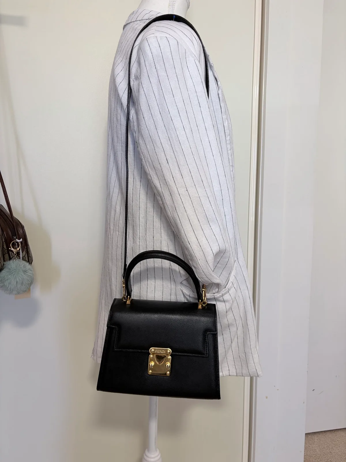 Fendi Vintage Selleria Structured Black Calfskin Top‑Handle Bag (1998–2003) – photo 2
