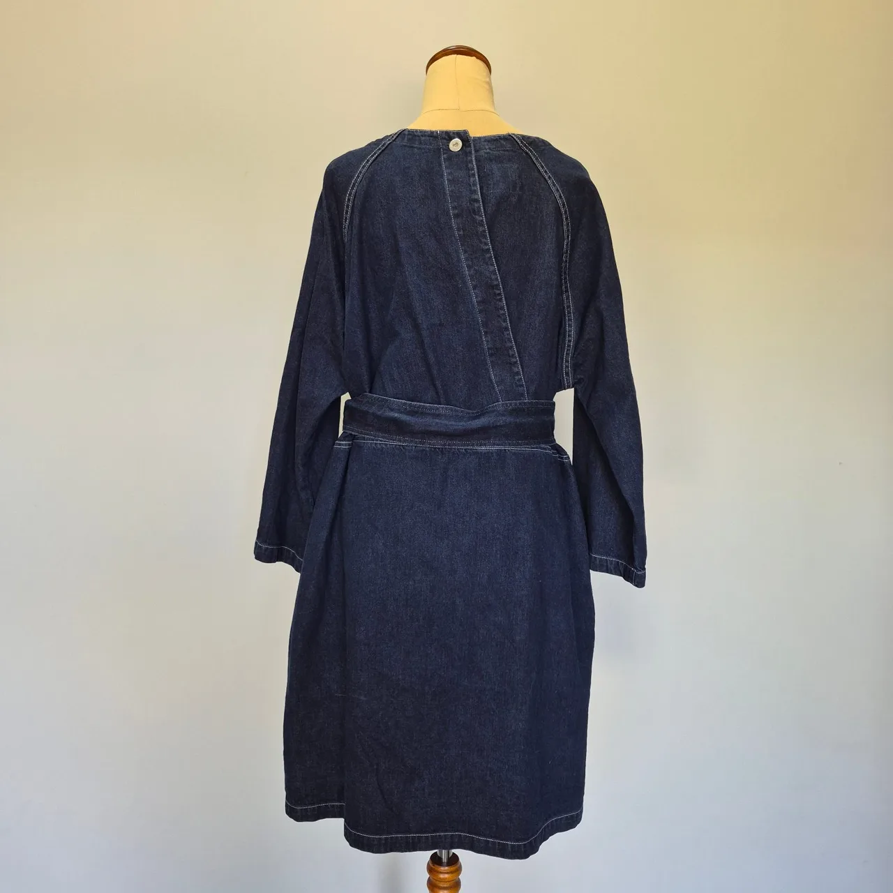 Kowtow Technique Dark Blue Denim Mini Dress with Belt Size L – photo 4