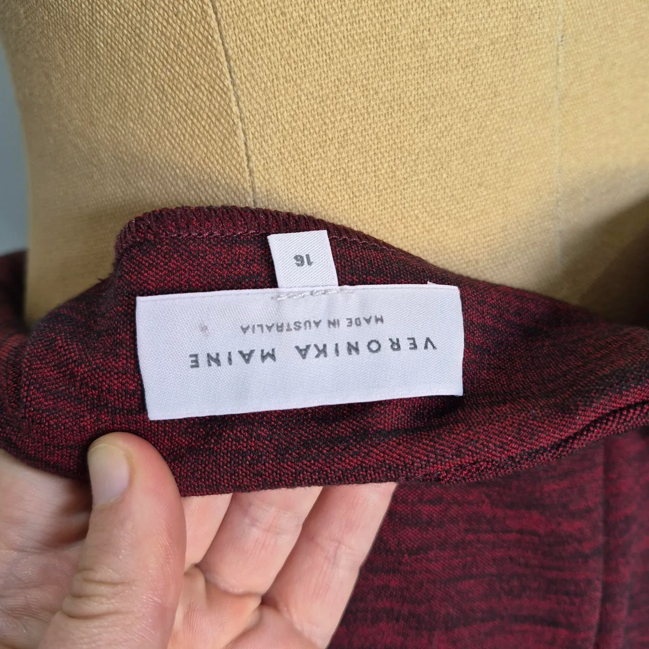 Veronika Maine Wine Red Marle Ponte Corporate Midi Skirt Size 16 – photo 6