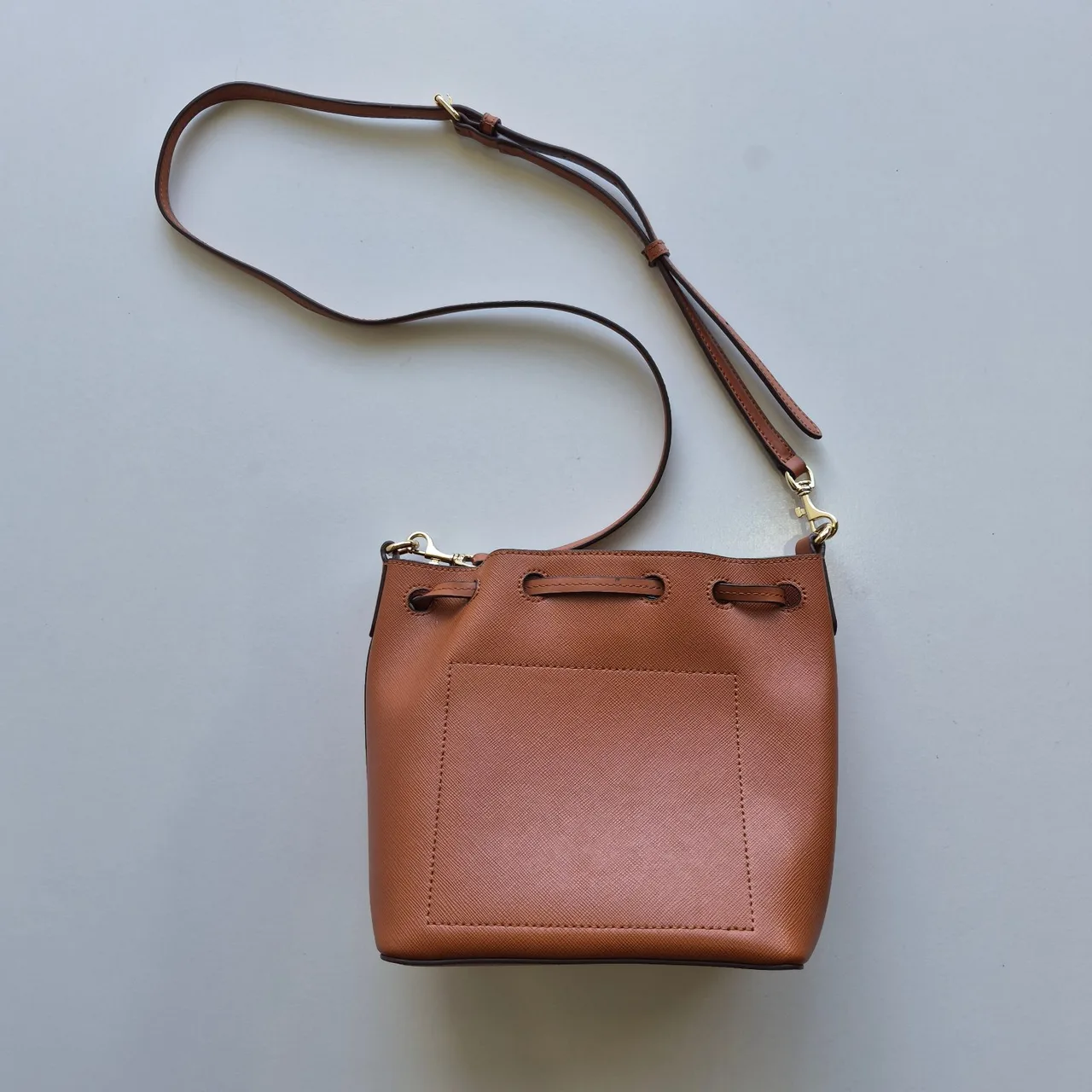 Oroton Harriet Medium Tan Brown Leather Bucket Shoulder Bag — photo 4